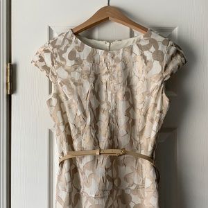 Anne Klein Gold and Cream belted dress